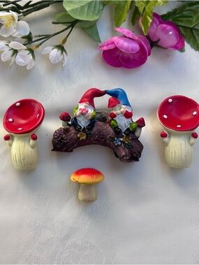 Fairy Garden Miniatures Set Gnome Mushroom Chairs Accessories